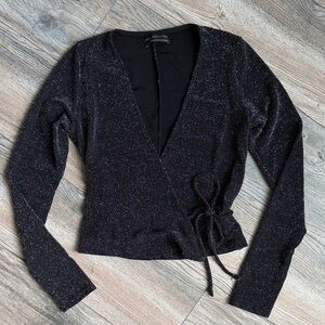 Urban Outfitters Sparkly Wrap-Around Long-Sleeve Top